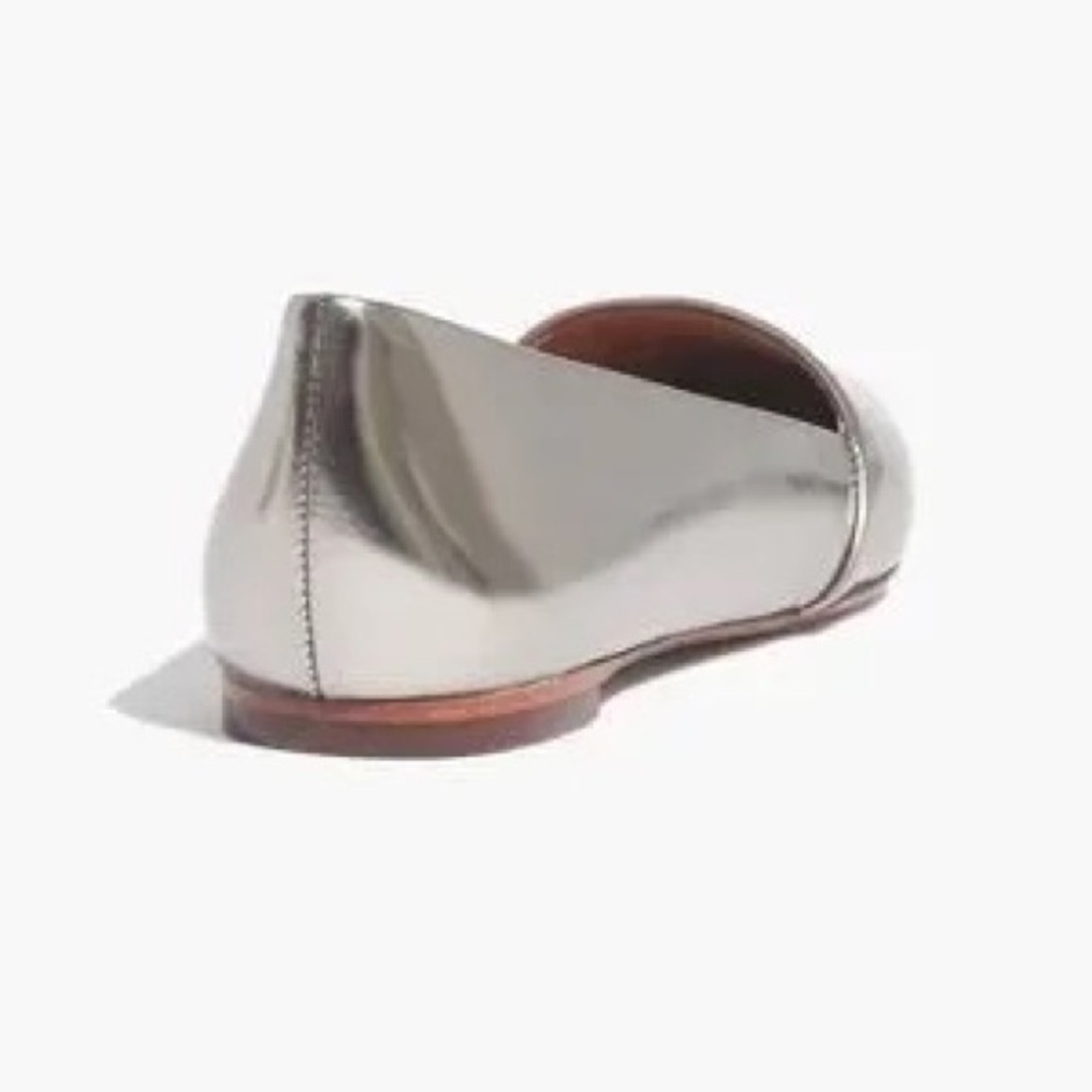 Madewell Shoes Women’s 8.5 Mira Flats Metallic Silver Pointed Toe Asymmetrical - Picture 3 of 10